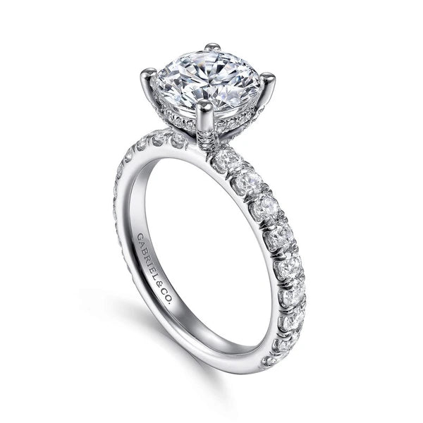 14K White Gold Round Diamond Engagement Ring
