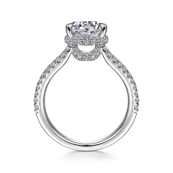 18K White Gold Round Split Shank Diamond Engagement Ring