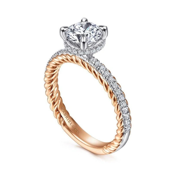 14K White-Rose Gold Round Diamond Engagement Ring