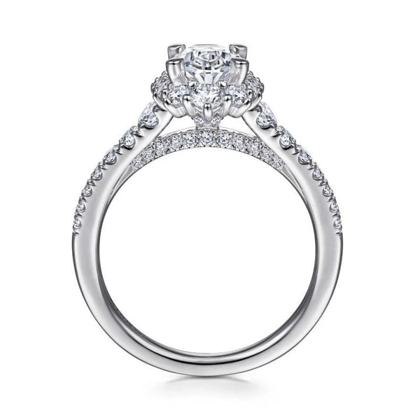 14K White Gold Oval Halo Diamond Engagement Ring