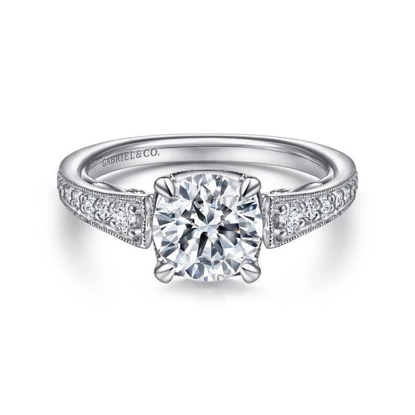 14K White Gold Round Diamond Engagement Ring