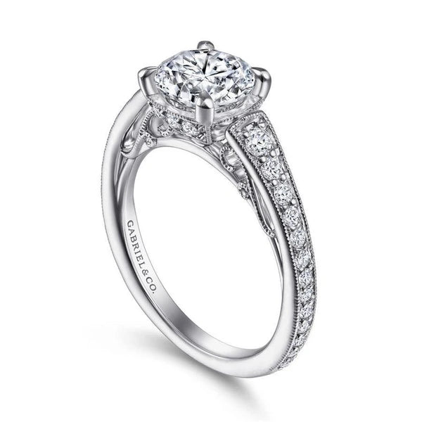 14K White Gold Round Diamond Engagement Ring