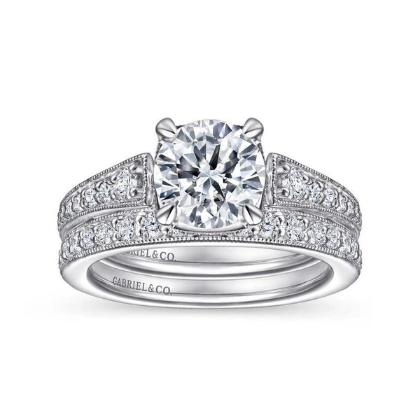 14K White Gold Round Diamond Engagement Ring