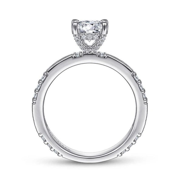 Art Deco 14K White Gold Round Diamond Engagement Ring