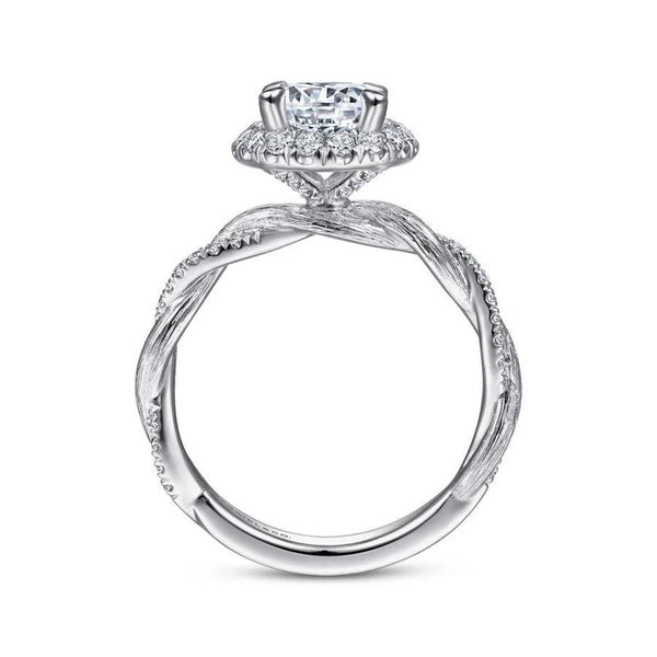 14K White Gold Round Halo Diamond Engagement Ring