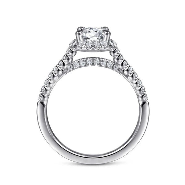 14K White Gold Round Halo Diamond Engagement Ring