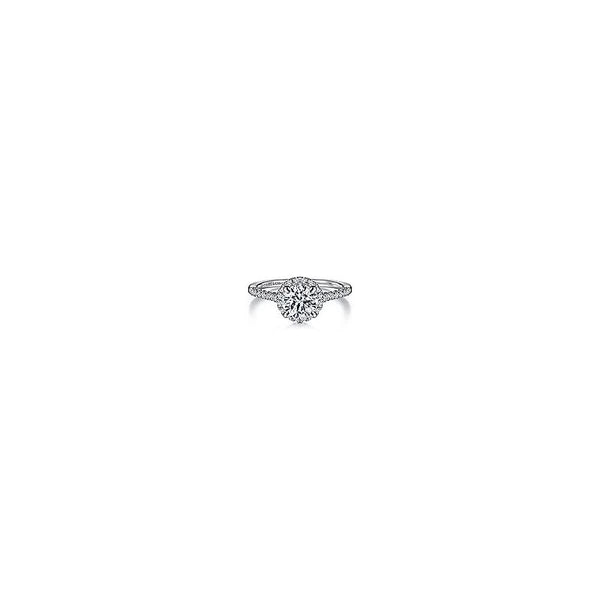 14K White Gold Round Halo Diamond Engagement Ring