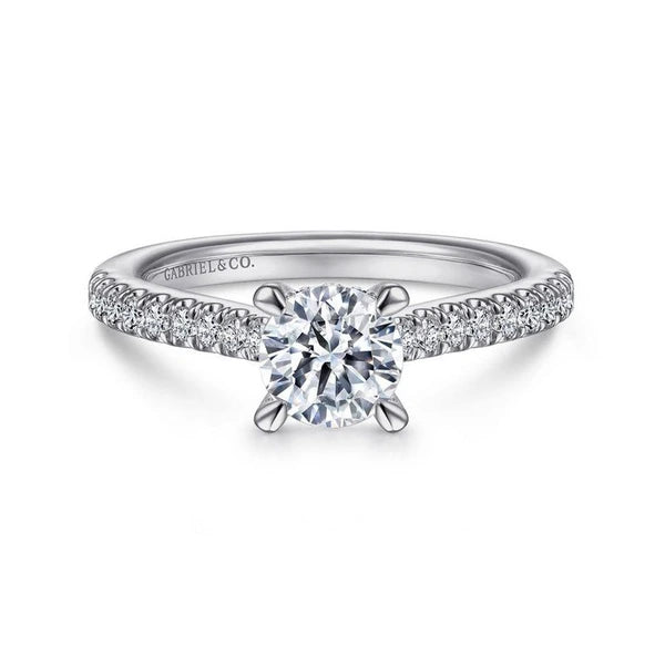 14K White Gold Round Diamond Engagement Ring