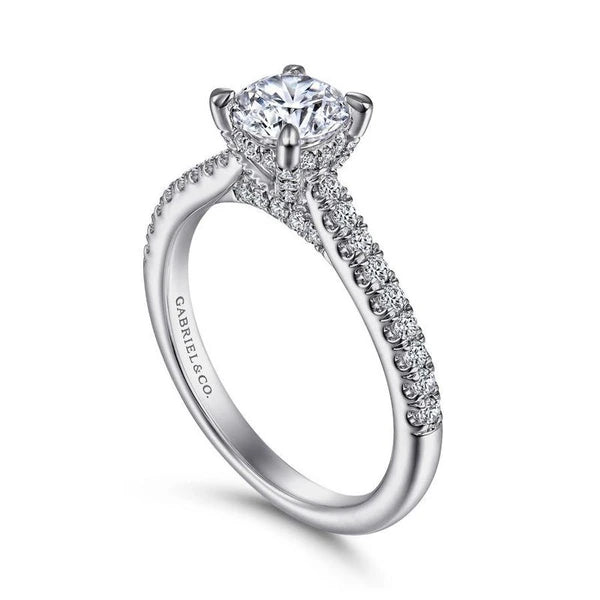 14K White Gold Round Diamond Engagement Ring