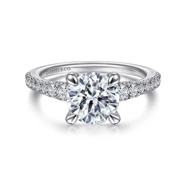 14K White Gold Round Diamond Engagement Ring
