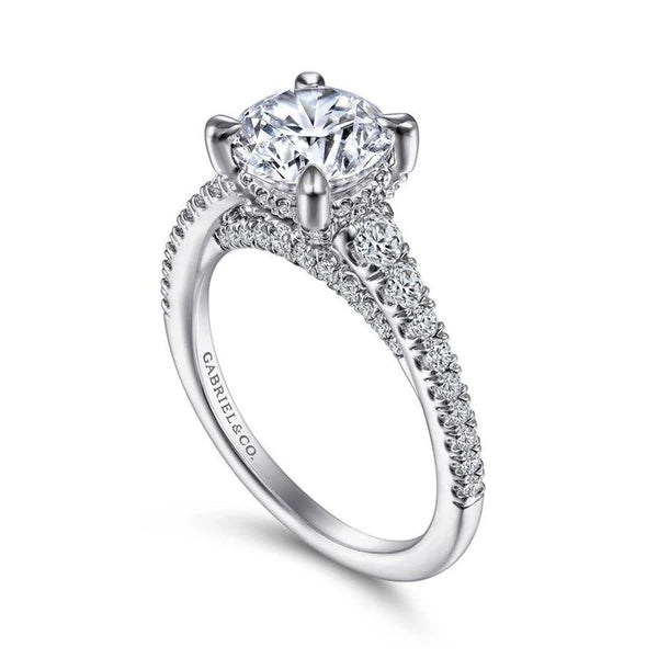 14K White Gold Round Diamond Engagement Ring