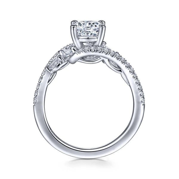 14K White Gold Bypass Round Diamond Engagement Ring