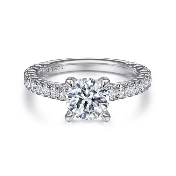 14K White Gold Round Diamond Engagement Ring