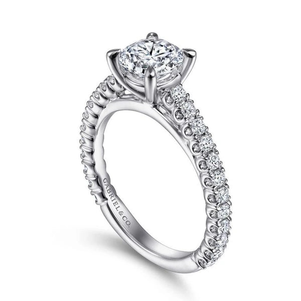 14K White Gold Round Diamond Engagement Ring