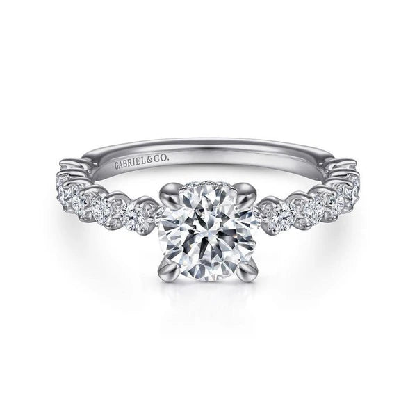 14K White Gold Round Diamond Engagement Ring