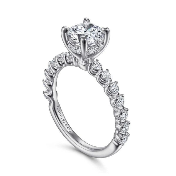 14K White Gold Round Diamond Engagement Ring