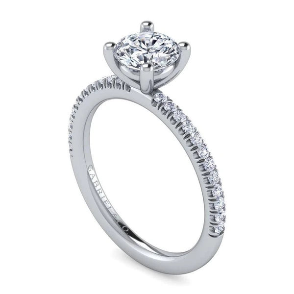 14K White Gold Round Diamond Engagement Ring