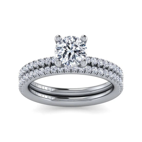 14K White Gold Round Diamond Engagement Ring