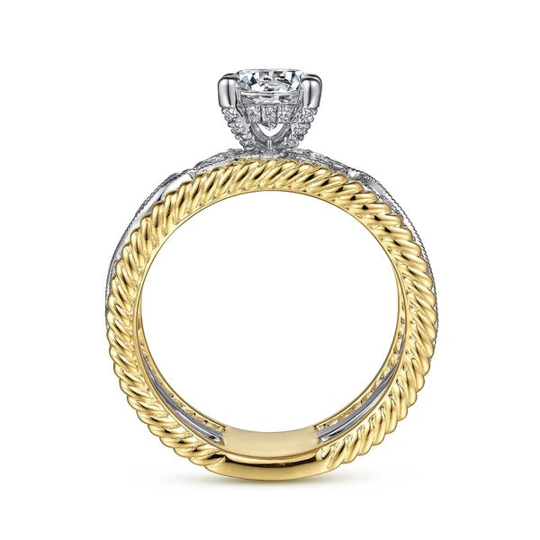 14K White-Yellow Gold Round Diamond Engagement Ring