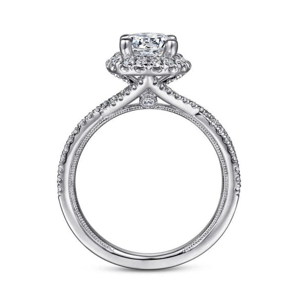 14K White Gold Round Halo Diamond Engagement Ring