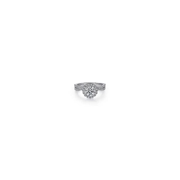 14K White Gold Round Halo Diamond Engagement Ring