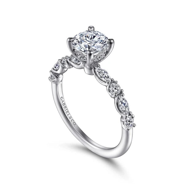 14K White Gold Round Diamond Engagement Ring