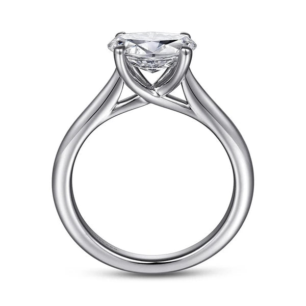 14K White Gold East West Oval Solitaire Engagement Ring