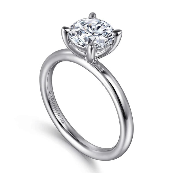 14K White Gold Round Solitaire Engagement Ring