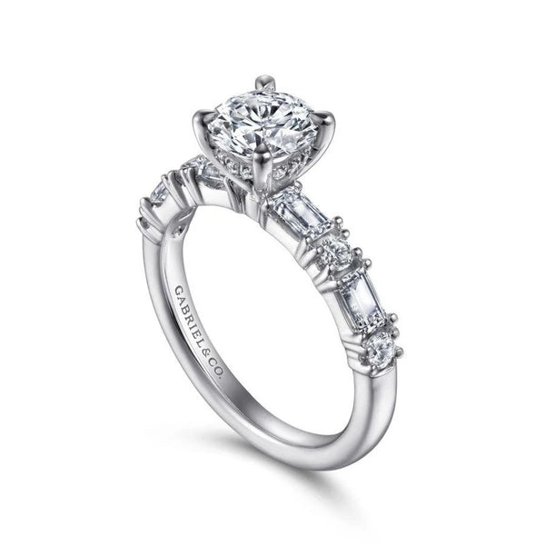 14K White Gold Round Diamond Engagement Ring