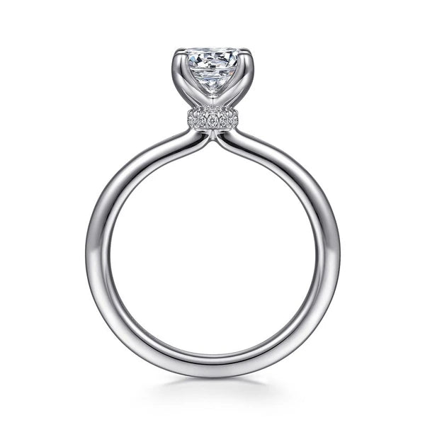 14K White Gold  Round Solitaire Diamond Engagement Ring