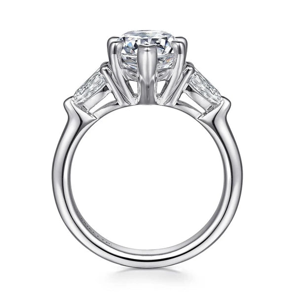18K White Gold Pear Shape Three Stone Diamond Engagement Ring