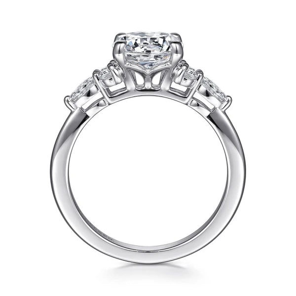 14K White Gold Round Diamond Cluster Engagement Ring