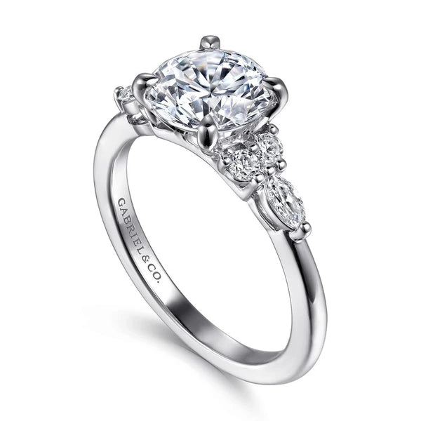 14K White Gold Round Diamond Cluster Engagement Ring