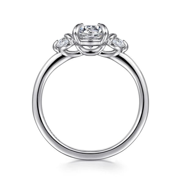 14K White Gold Round Three Stone Diamond Engagement Ring