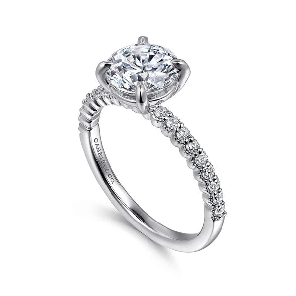 14K White Gold Round Diamond Engagement Ring