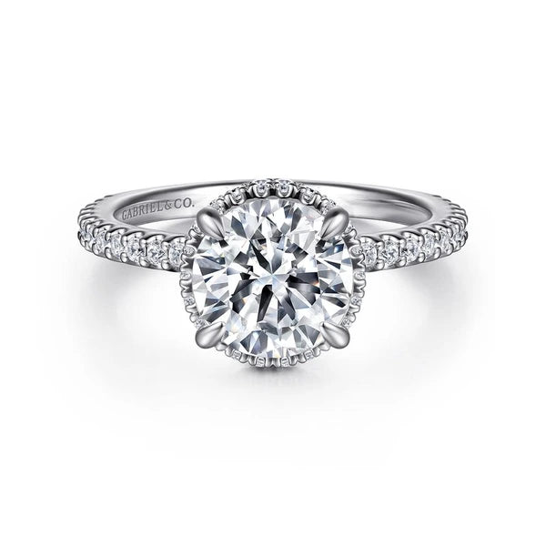 14K White Gold Round Diamond Engagement Ring