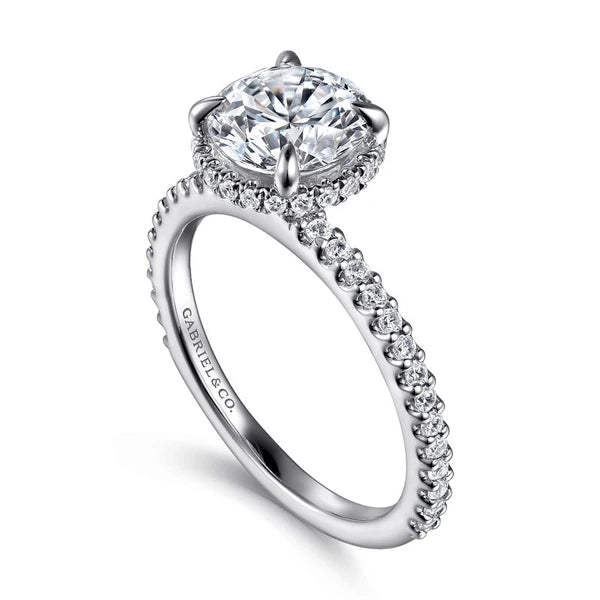 14K White Gold Round Diamond Engagement Ring