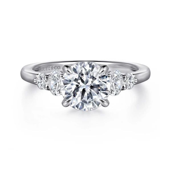14K White Gold Round Diamond Engagement Ring