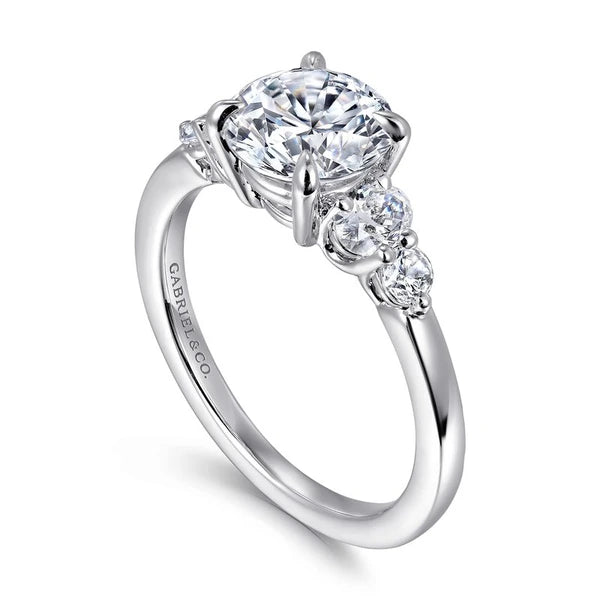 14K White Gold Round Diamond Engagement Ring