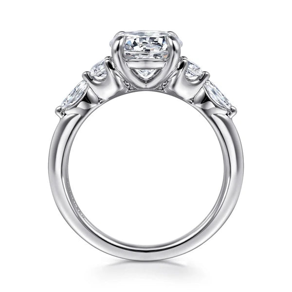 14K White Gold Round Five Stone Diamond Engagement Ring