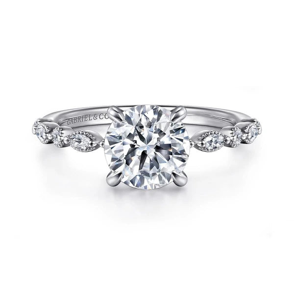 14K White Gold Round Diamond Engagement Ring