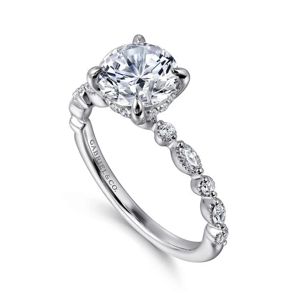 14K White Gold Round Diamond Engagement Ring