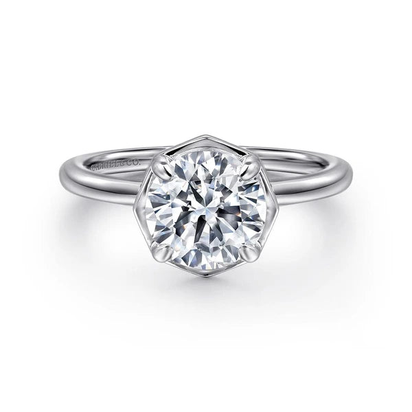 14K White Gold Round Diamond Engagement Ring