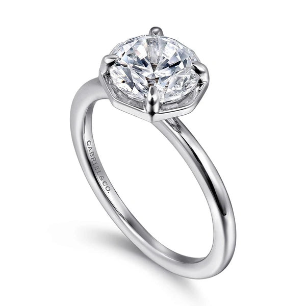 14K White Gold Round Diamond Engagement Ring