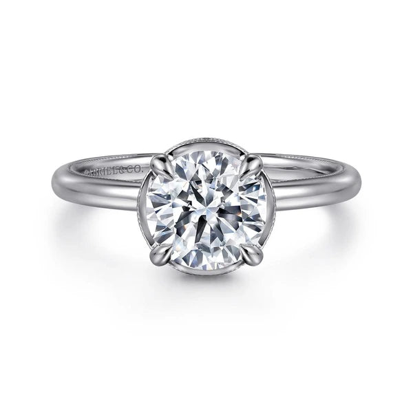 14K White Gold Round Halo Diamond Engagement Ring