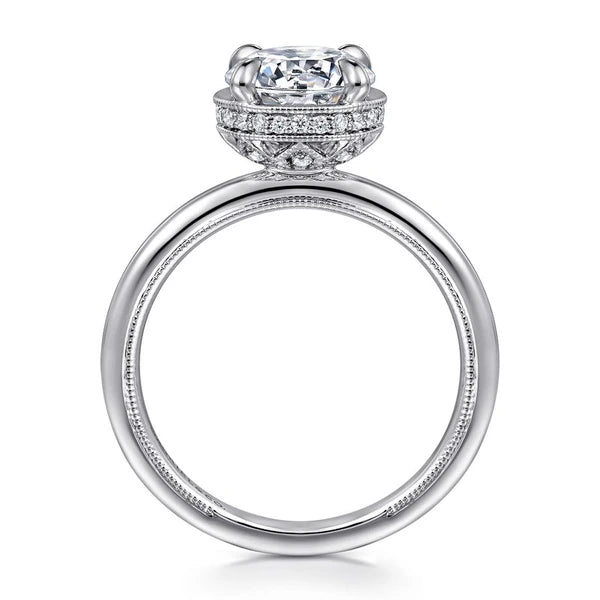 14K White Gold Round Halo Diamond Engagement Ring