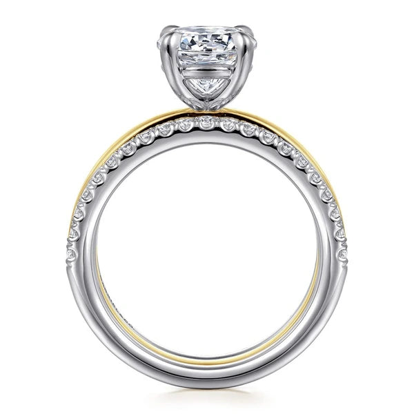14K White-Yellow Gold Round Diamond Engagement Ring