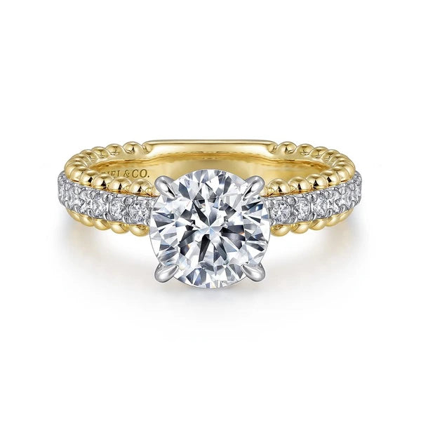 14K White-Yellow Gold Round Diamond Engagement Ring