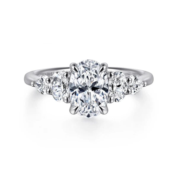 14K White Gold Oval Diamond Engagement Ring