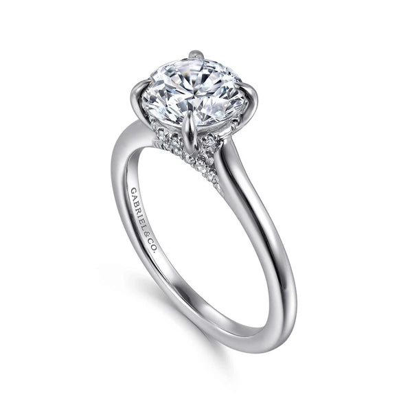 14K White Gold Round Diamond Engagement Ring
